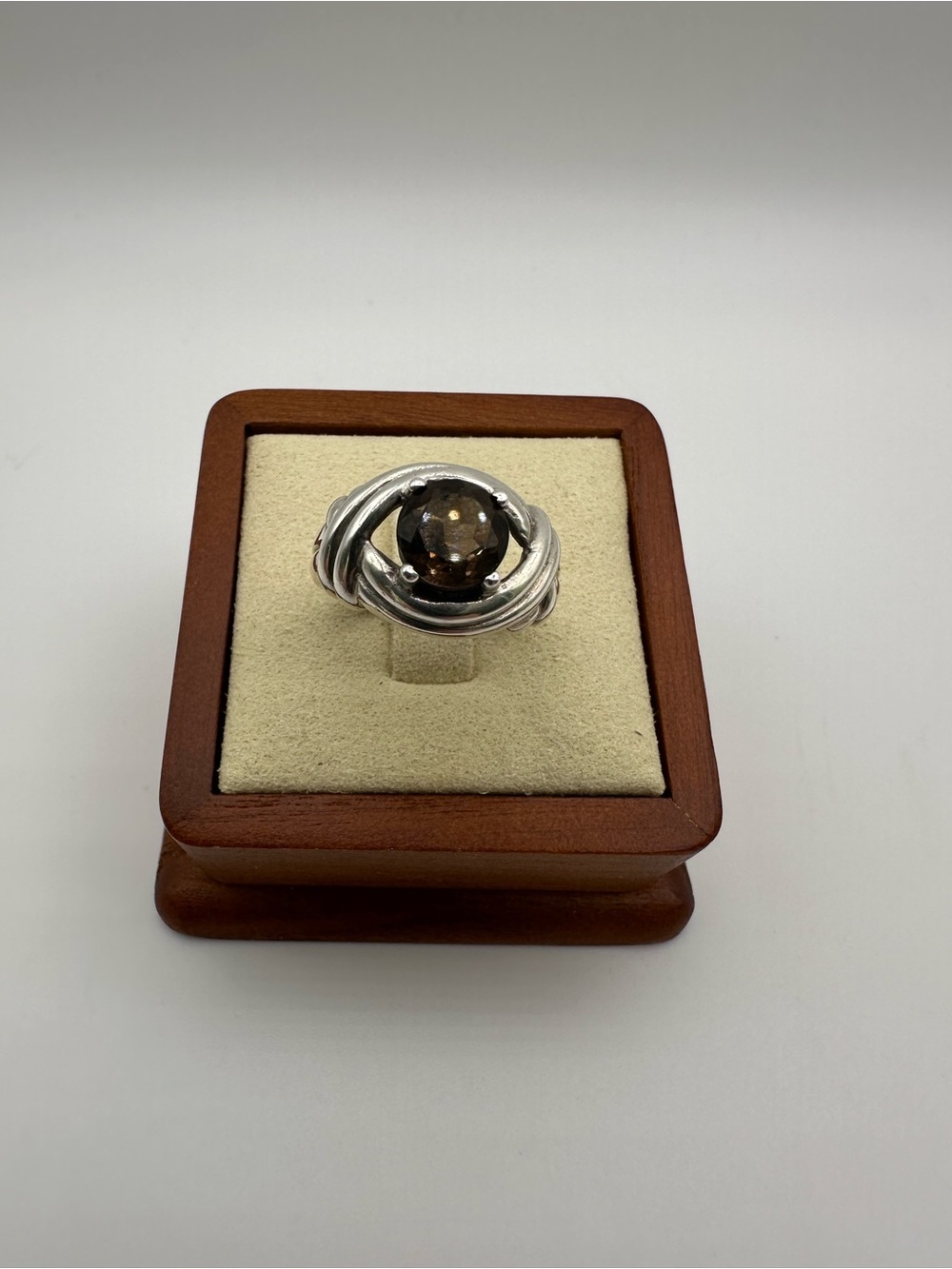 925 Sterling Silver Brown Smoky Quartz Cocktail Ring